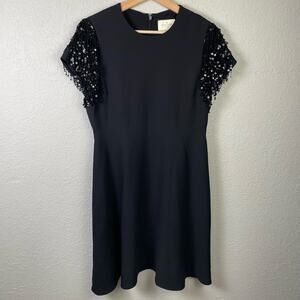 Kate Spade Fit & Flare Black‎ Sequin Sleeve Dress